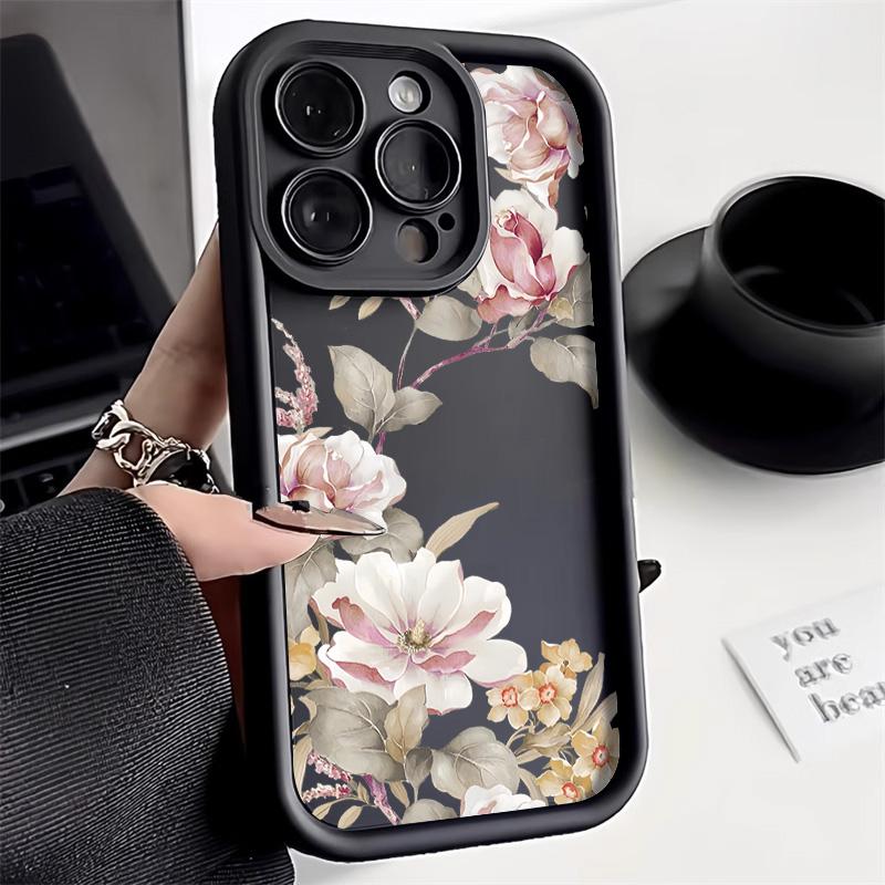 Flower Phone Case For iPhone 12 Funda iPhone 11 13 14 15 Pro Max 7 8 Plus XS X XR SE  13promax Liquid Silicon Carcasa Covers