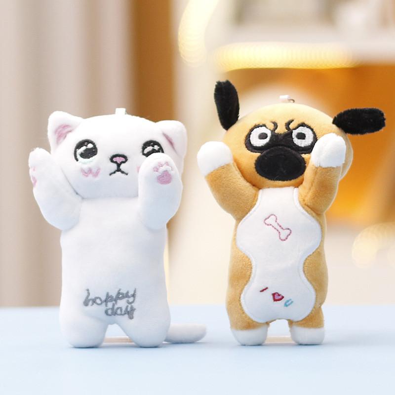 Toy Plush Cat Dog Plush Keychains Pp Cotton Stuffed Plush Toy Bag Hanging Doll