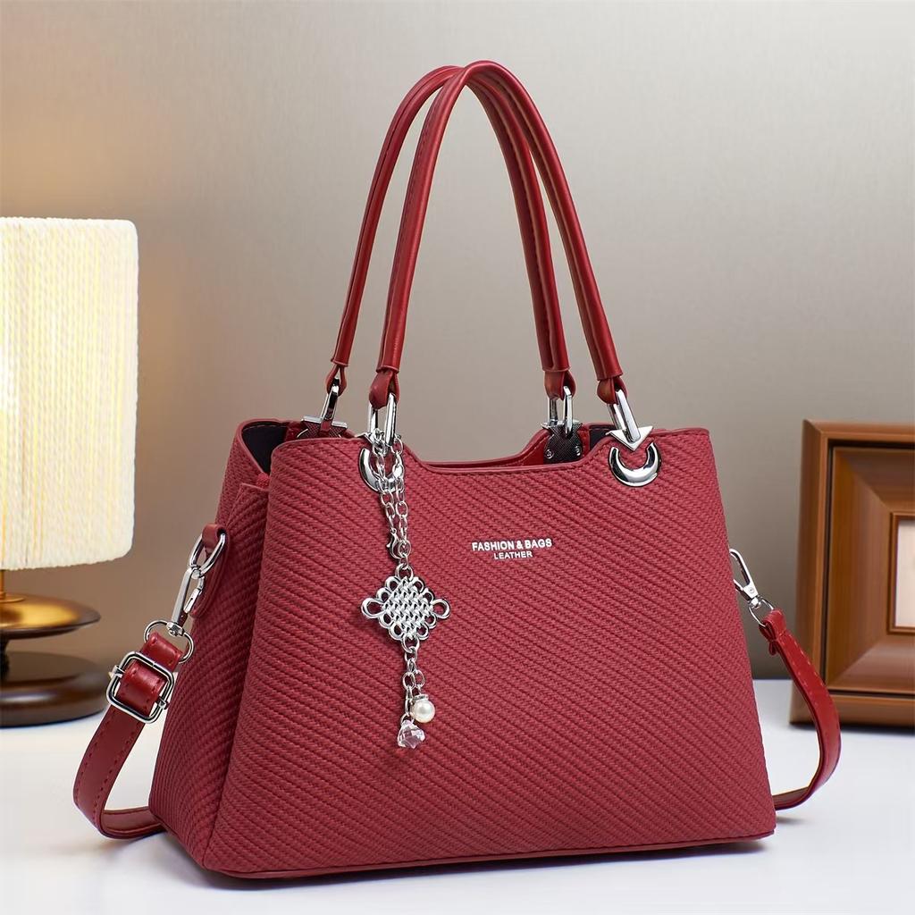 New Macaron Fashion Handbag Multi-layer Large Capacity Single Shoulder Bag Canvas Texture Crossbody Bag Woman