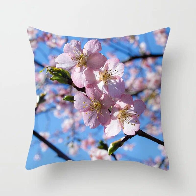 Cherry Blossom Rose Flower Throw Pillow Cover Sofa Decoration Bedside   Car Seat Cushion  Room Home