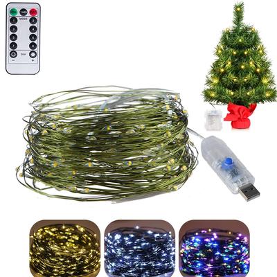 LED zelená měděný drát provázek světla USB baterie venkovní osvětlení víly Vánoční girlanda na Nový rok Vánoční stromeček Party Dekorace terasy
