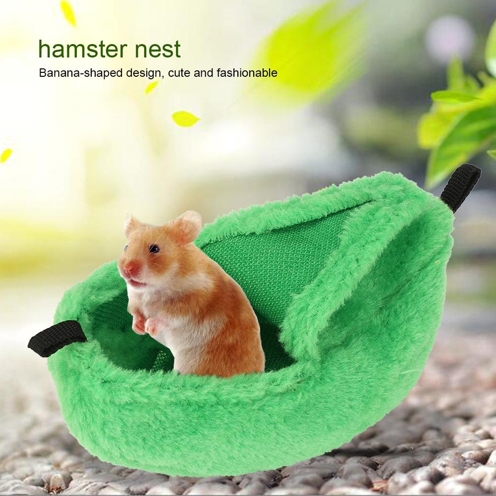 Small Warm Plush Banana shaped Pet House for Hamster Hammock Bed(Yellow)