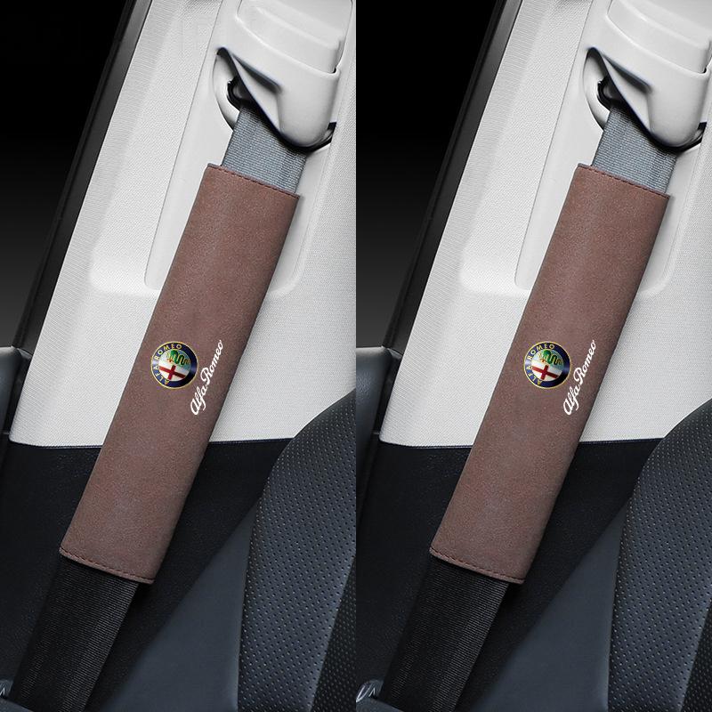 Car Stickers For Alfa Romeo 2Pcs Car Seat Belt Cover Shoulder Pad For Alfa Romeo Giulia Stelvio Giulietta 156 159 147 Mito Tonal