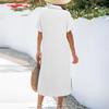 Women Dresses Summer Casual Short Sleeve Button Down Shirt Dresses Beach Cover Up With Pockets