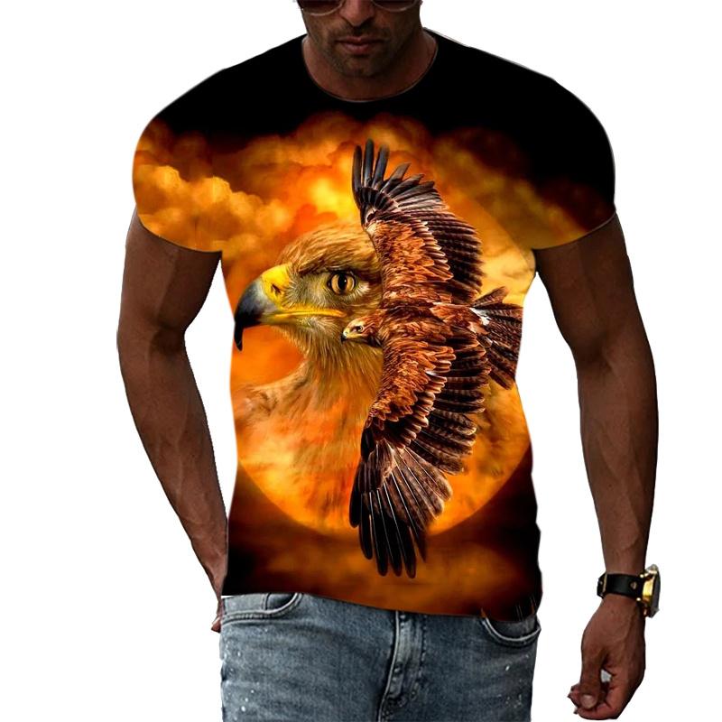 3D Printed Funny Eagle T Shirt For Men Cool Animal Pattern Tees Summer Harajuku Loose Round Neck Tops