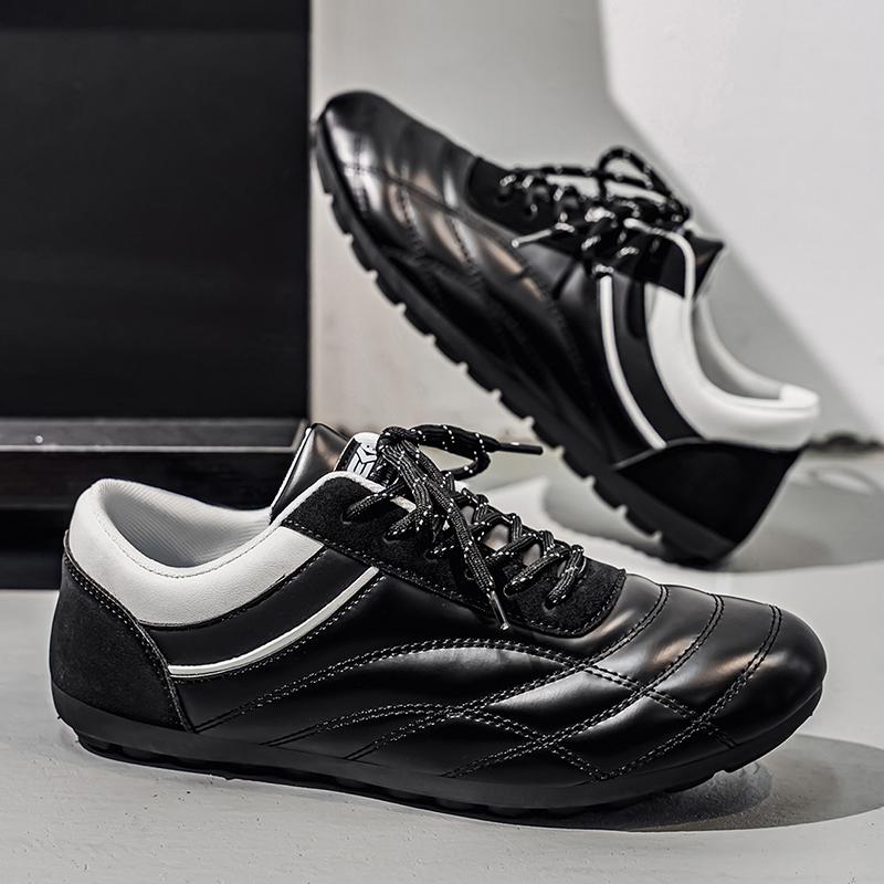 Men's casual sports shoes, flat, anti-slip, fashionable and casual breathable leather shoes for spring and autumn