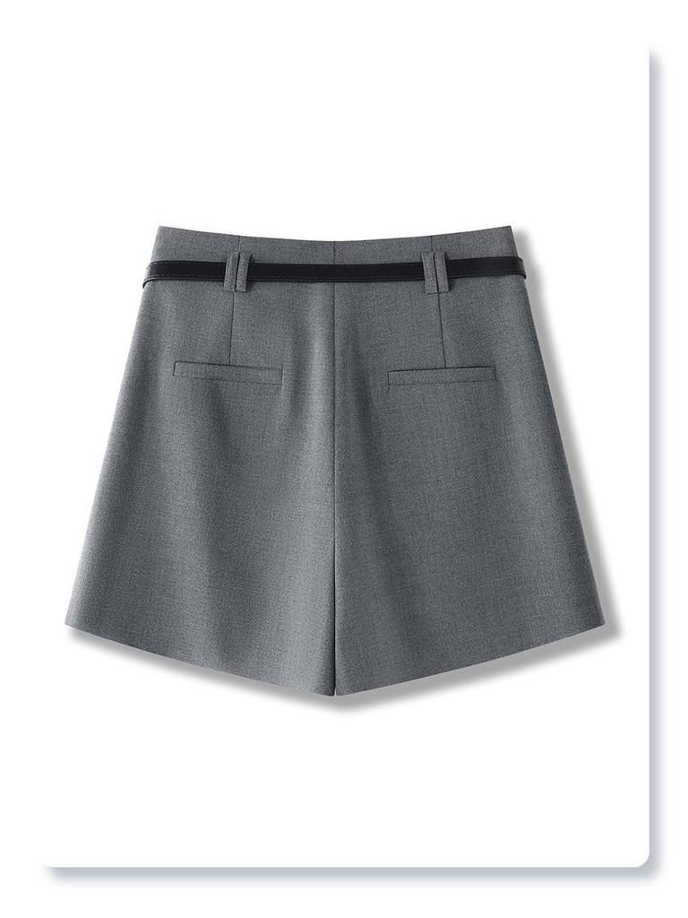 Women's Off-White High-Waisted A-Line Suit Shorts: Spring/Summer 2025 Casual Wide-Leg Slimming Fit