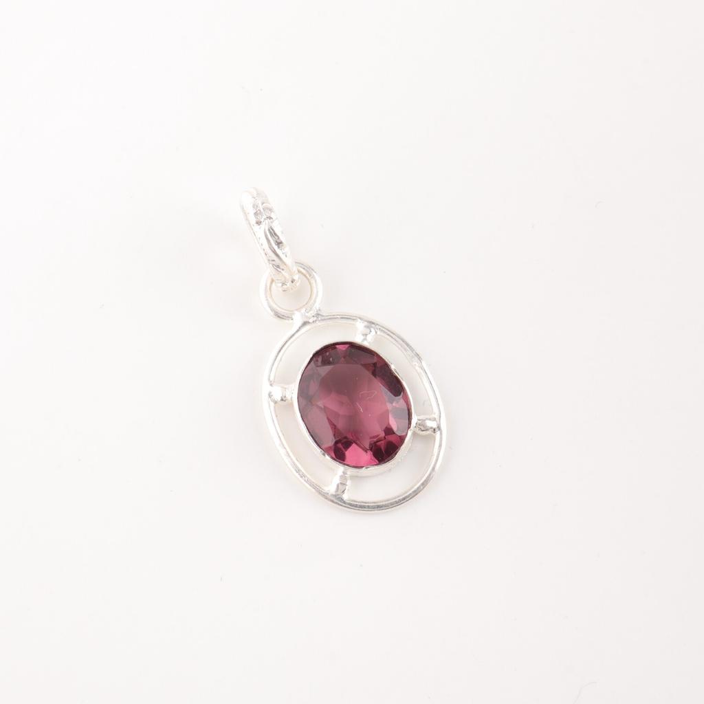 Natural Rhodolite Gemstone 925 Sterling Silver Jewelry Handmade Pendant For Gift PP-6-49