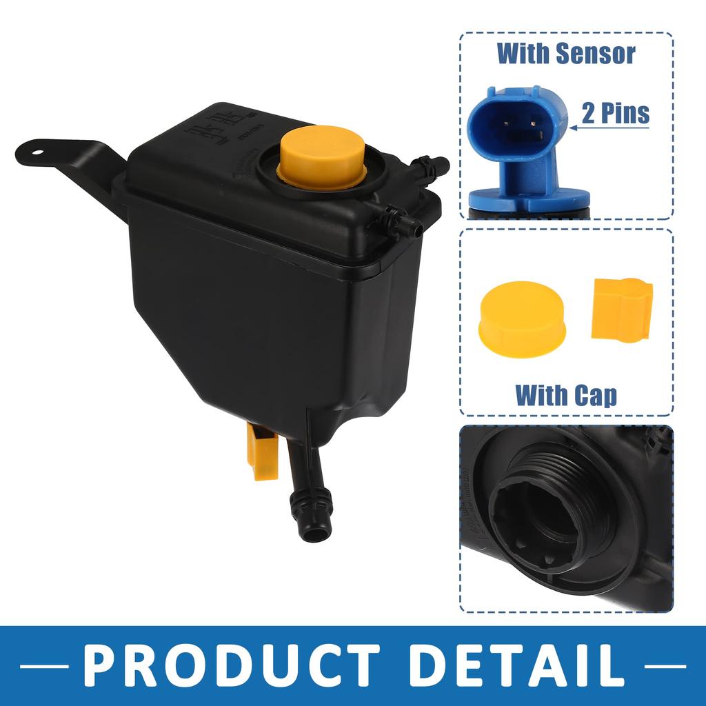 ABSOPRO Coolant Reservoir Radiator Reservoir Radiator Coolant Tank Overflow Expansion Car Reservoir with Cap and Compatible with BMW 525i Black and