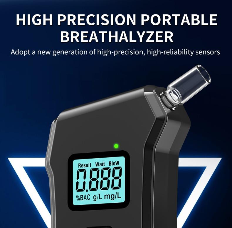 Portable Alcohol Breath Tester High-Precision Digital LCD Display Breathalyzer Detector Blowing Detection Drunk Driving