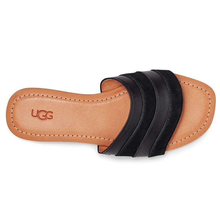 UGG Ximena Double Layer Cowhide Comfortable Casual Fashion Sandals Women sandals Black 1128644-BLLE