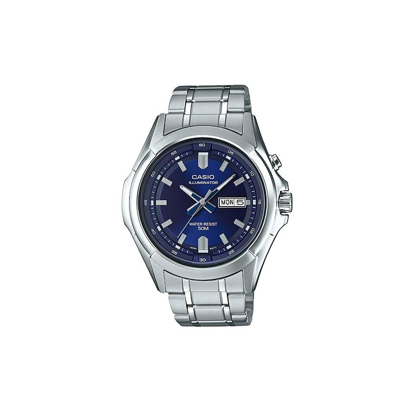 

Casio STANDARD series waterproof date display LED lighting quartz movement stainless steel strap Japanese and Korean watch women s MTP-E205D-2AVDF синій