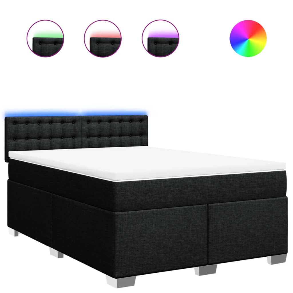 Vidaxl Continental Bed With Mattress, Black, Fabric 140X200 Cm
