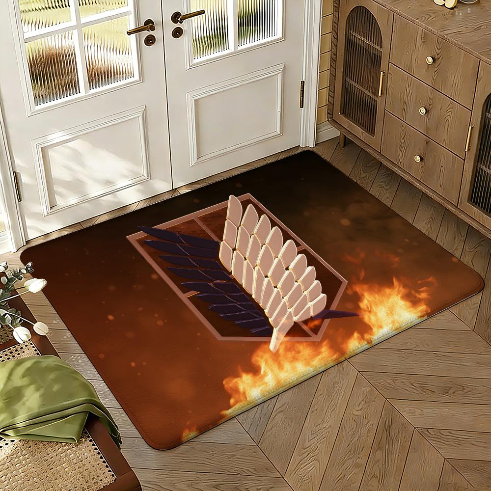 Attack-on-Titans Anime Floor Mat Soft Thickened Absorbent Non-Slip Bedroom Living Room Door Mat Home Decor Flannel Rugs