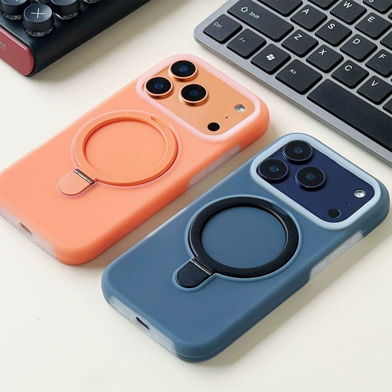 Luxury Liquid Silicone Stand Ring Holder Magnetic For Magsafe Case For iPhone 17 Pro Max Air 16 15 14 13 Skin friendly Cover