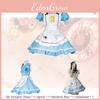 In Alice Wonderland Maid Dress Set Cosplay Costume Playing Card Pattern Fan Girl