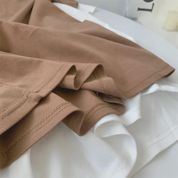Women's Coffee-Colored U-Neck Short-Sleeve Slim Fit T-Shirt