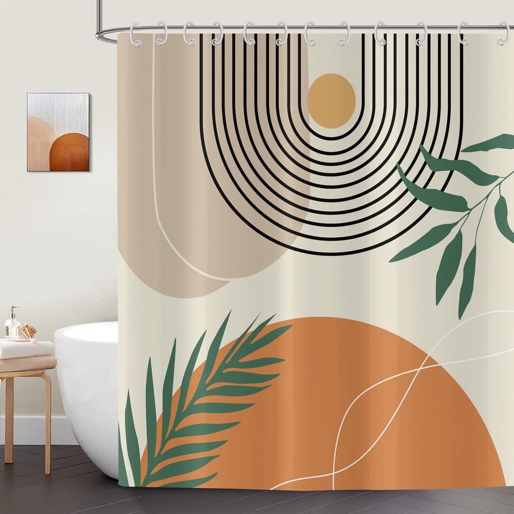 Bohemian Style Abstract Modern Floral Rose Face Shower Curtain 180X 180Cm Waterproof Shower Curtain With 12 Hooks