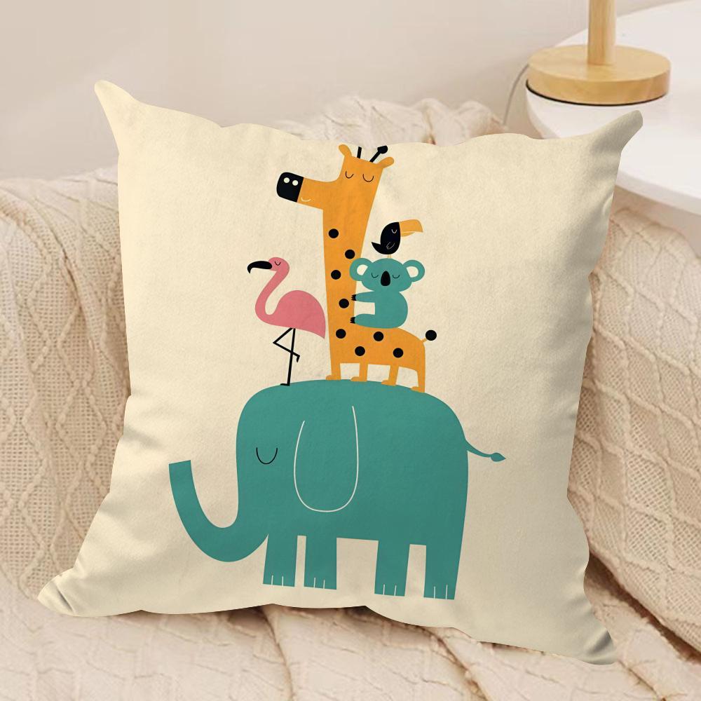 Cartoon Animals Cushion Cover Pillowcase Ultra Soft Skin Friendly Fabric Cloud Like Comfort Concealed Zipper