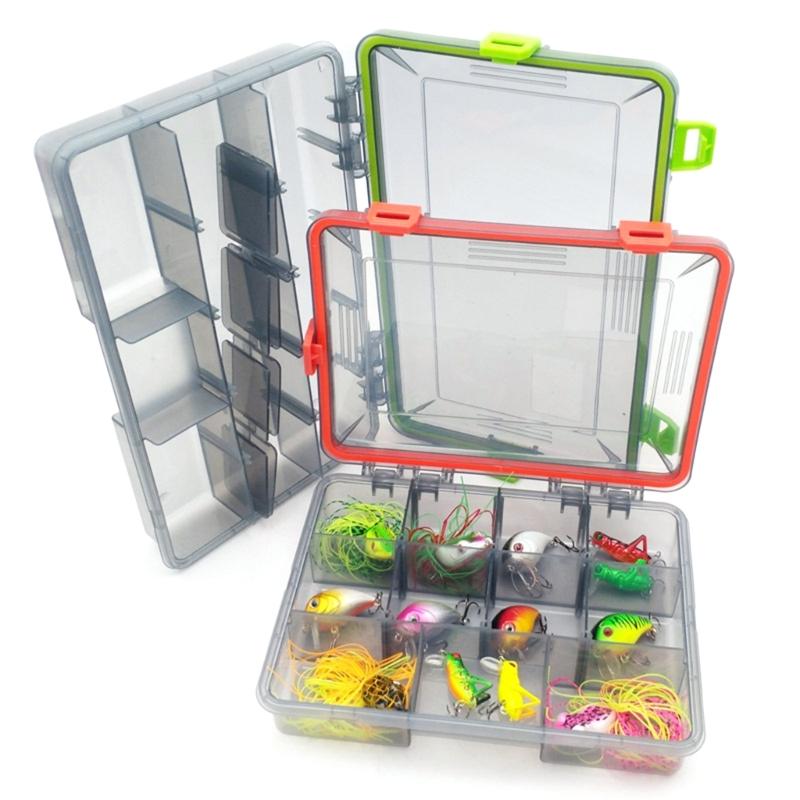 Wasserdichte Angelzubehör-Organizerbox Tackle-Einsatzbox mit verstellbaren Einsätzen Transparente Aufbewahrungsbox für Angelköder