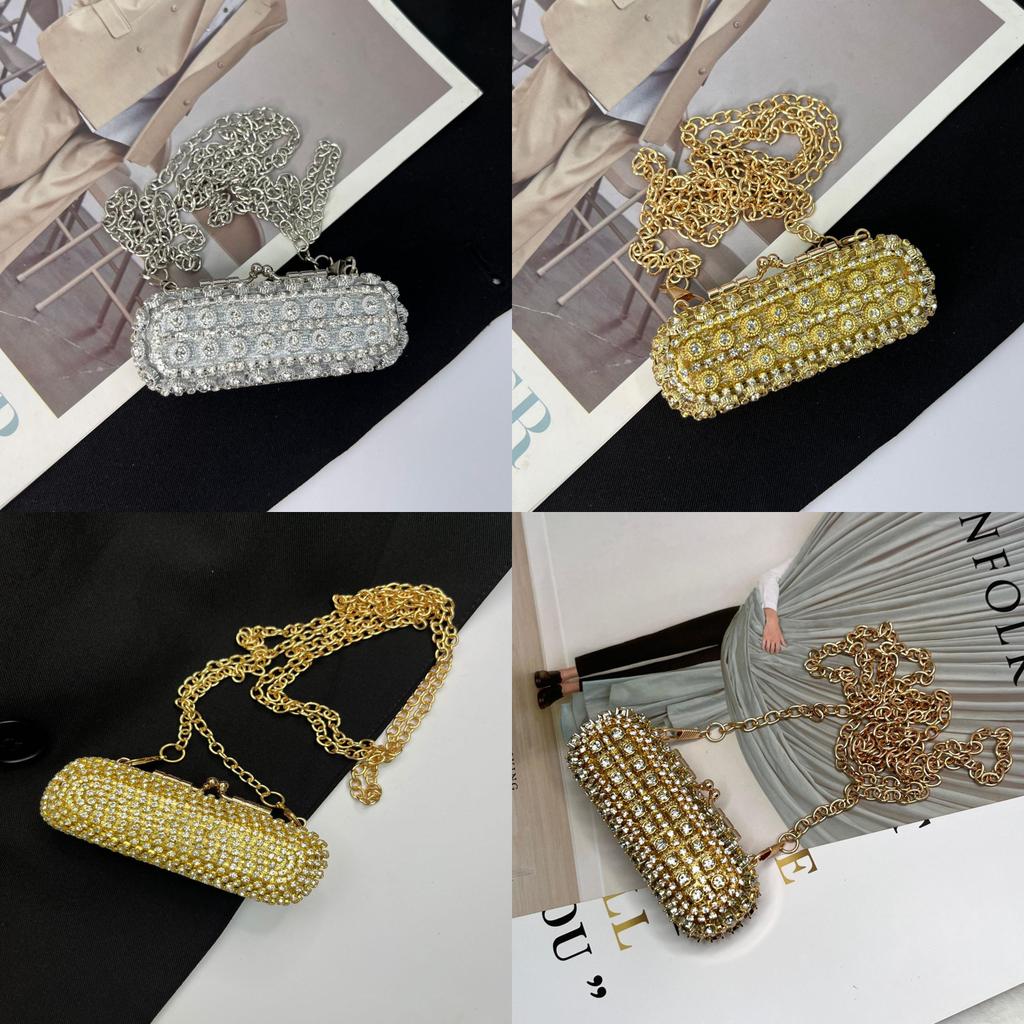 Fashion Mini Lipstick Clutch With Chain And Crystal Decor For Daily Use