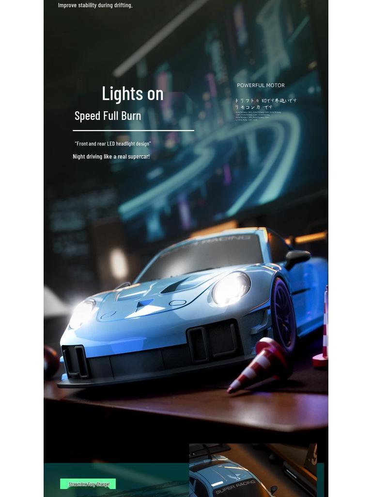 High-Speed RC Drift Car: Four-Wheel Drive, Electric Lights, Remote Control Racing Toy for Kids