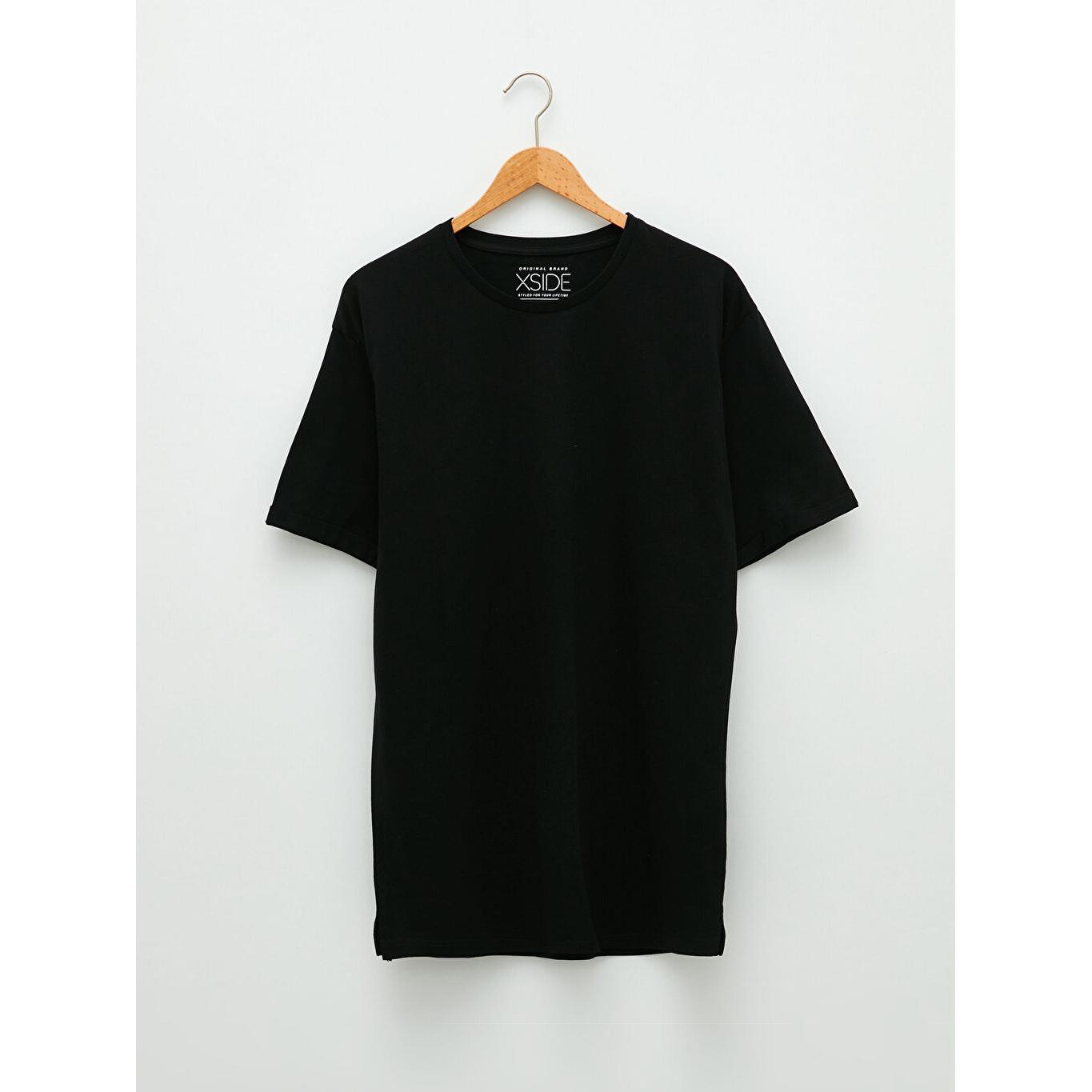 

Мужская футболка из чесаного хлопка с круглым вырезом и коротким рукавом с принтом, черная