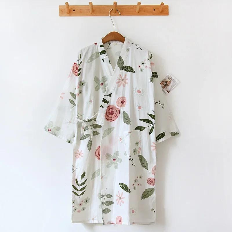 Ladies Cotton Kimono Bathrobe Loose Homewear Pajamas Robes for Women Multi Colors Printed Cardigan Sleep Wear Womens Robe