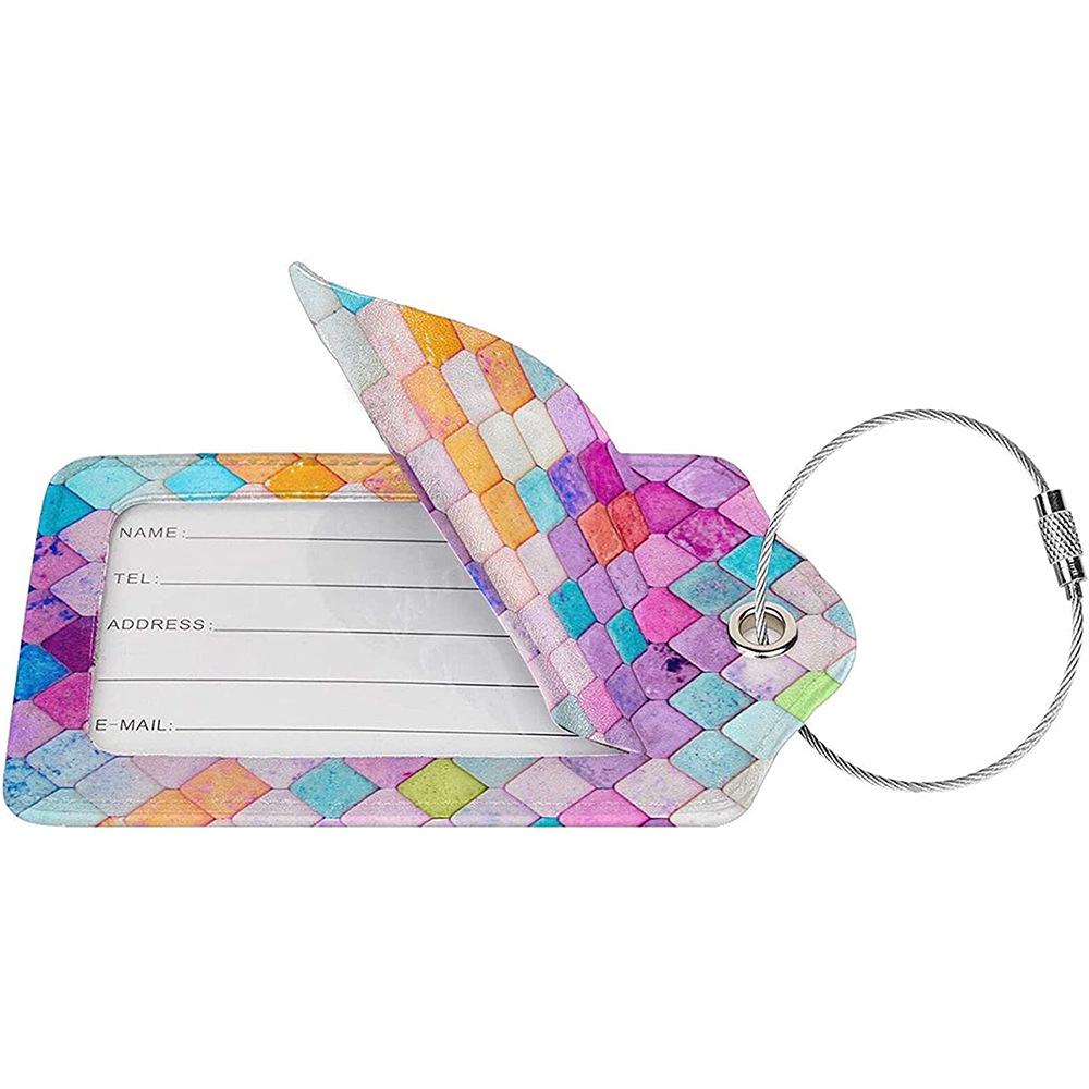 Stylish Printed Leather Luggage & ID Tag Set