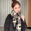 Heart-shaped Scarf for Women In Autumn and Winter, Pure Color Knitted, Warm and Cozy Woolen Neck Warmer, Sweet and Cute Heart Pattern Grid