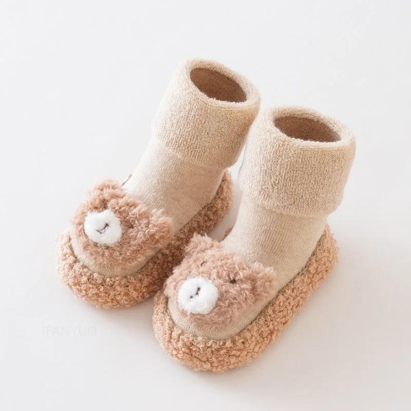 Baby Floor Socks Autumn Winter Cartoon Bear Toddler Shoes Socken Thick Anti Slip Children Stockings Boy Girl Indoor Walking Sock