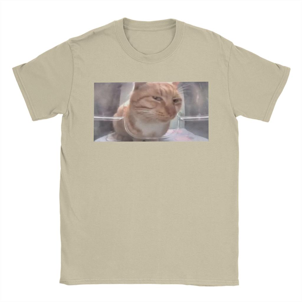 Men's T-Shirts Mr Fresh The Side Eye Cat 100% Cotton Tees Short Sleeve Funny Meme T Shirt Round Neck Clothes Graphic Printed