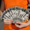 Retro Fan with Tassels Flower Fan Folding Fan Hand Fan Halloween Lace Fan Photo Props for Dancing Party
