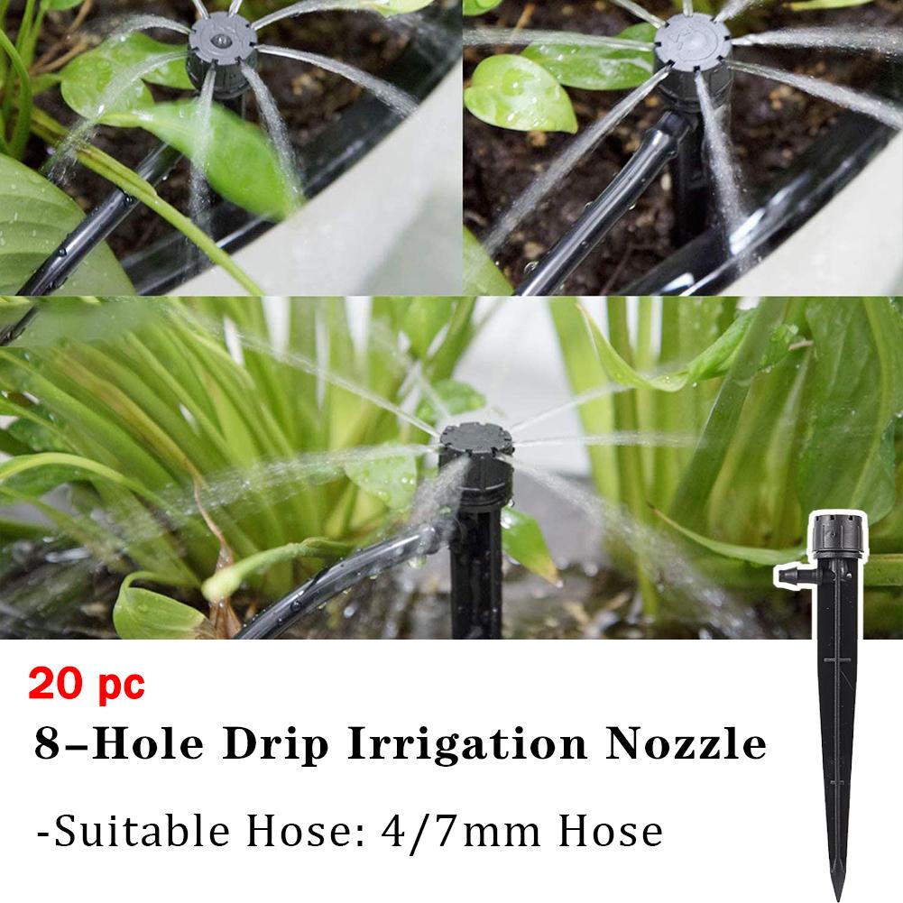 4/7mm Adjustable Dripper Drip Irrigation System Kit 360° Sprinkler Water Flow Transmitter For Garden Courtyard Lawn Flower Bed