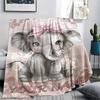 1PC Custom Name Moonlit Elephant Dreams Patterned Flannel Blanket Suitable For All Seasons for Home Decor Warmth and Comfort Gifts Holiday Present_lx
