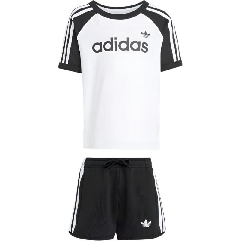 Adidas Originals Casual Sports Suit Round Neck Striped Short Sleeve Men suits KD5777 104