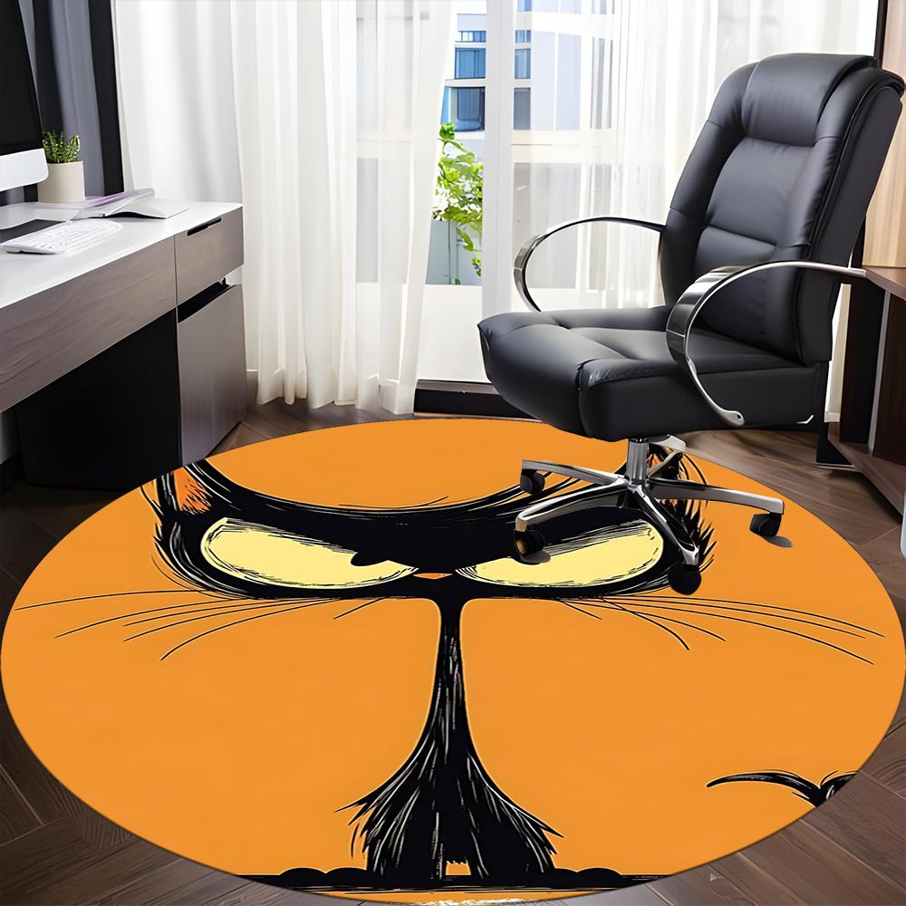 1pc Cat Whiskers Office Round Area Rug, Indoor Mat Suitable ForOffice, Under Office Chairs Bedroom Living Room Home Decor, Room Deco u36