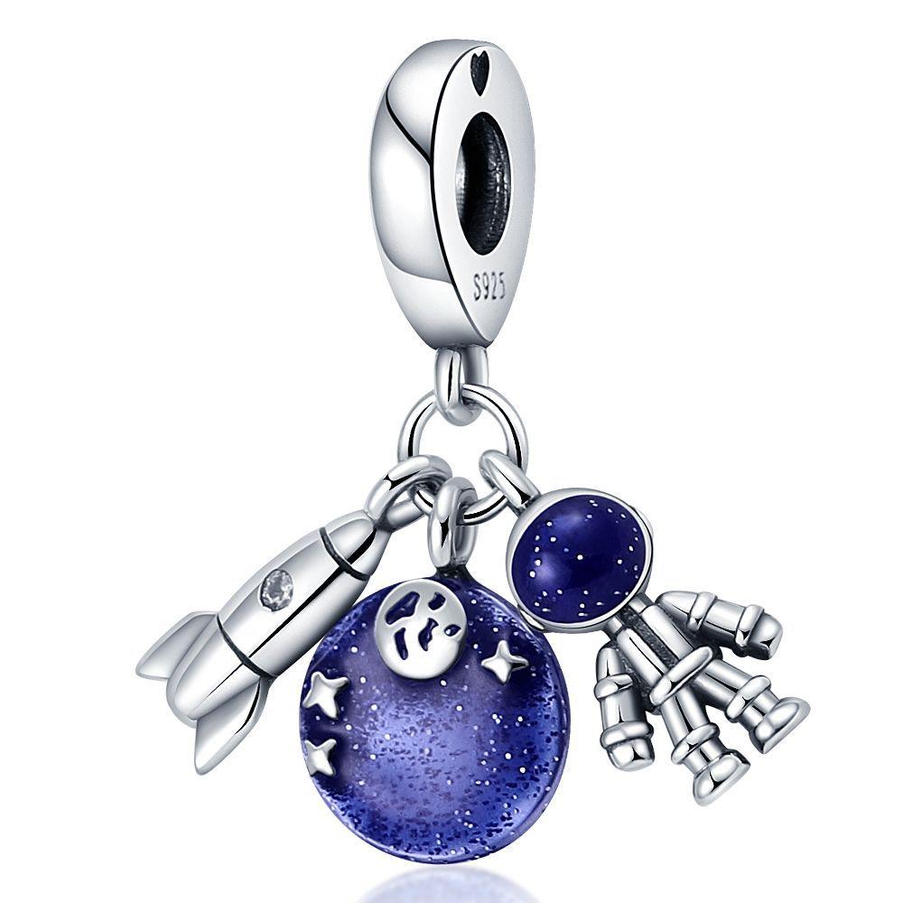 Rame Sognante Universo Stella Ciondoli Originali Bracciale Charms Gioielli Festa Perline Fai da Te Regali alla Moda