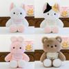 Cat Bib Rabbit Bear Plush Toy Animal Stuffed Doll Cartoon Decoration Bedroom