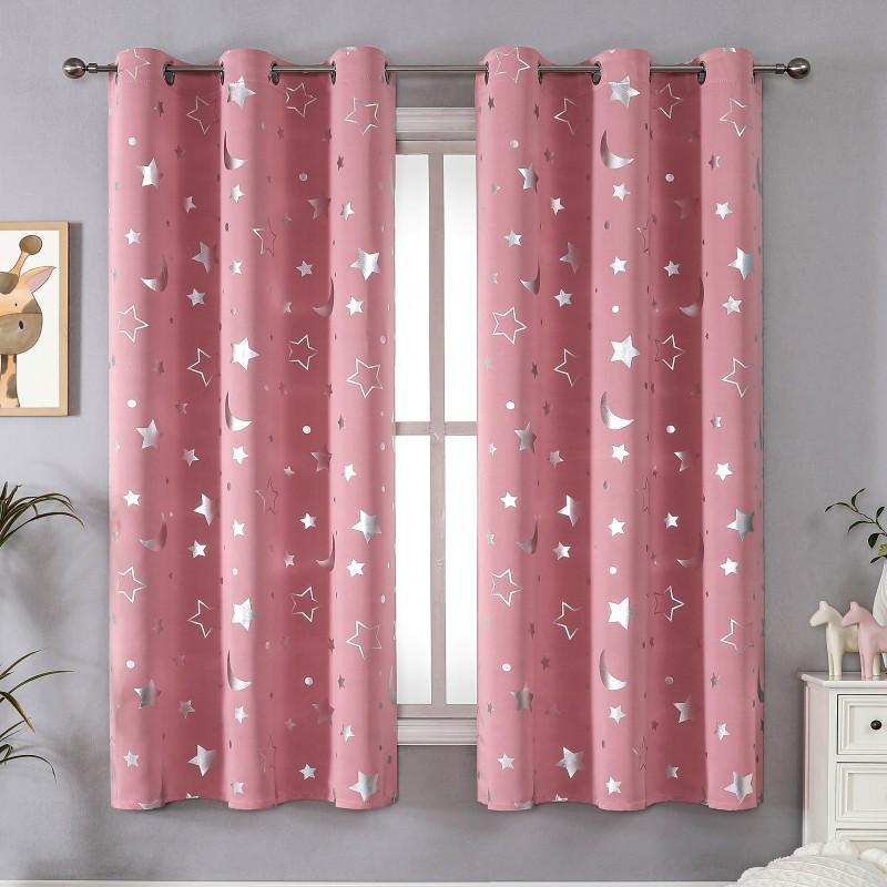 1pc Star and Moon Blackout Curtains, Modern Light-Filtering Drapes with Gilding Technology, Thermal Insulating, Protective, Darkening for Living Room