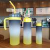 1.2L 40oz Gradient Tumbler with Straw - 3pcs Insulated Car Cup, BPA-Free Steel Ice Mug