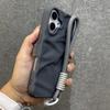 Luxury Wrinkle Matte Wrist Strap Case for iPhone 17 Pro 16 15 14Pro Max 13 12 11 Lanyard Candy Solid Color Ripple Silicone Cover