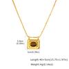 Square Pendant Necklace Stainless Steel Natural Stone Inlay Box Chain for Women Vintage Healing Jewelry Waterproof
