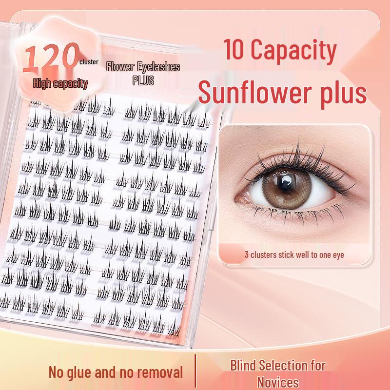 Natural Self-Adhesive Segment False Eyelashes - Sunflower Design for Women: Little Wild Cat Lower Lash Clusters