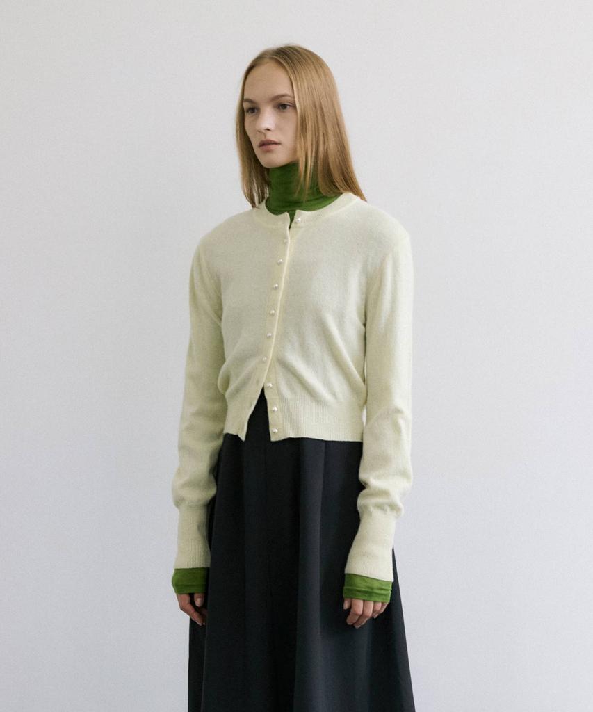 Mais Pearly Button Wool Cardigan / Butter
