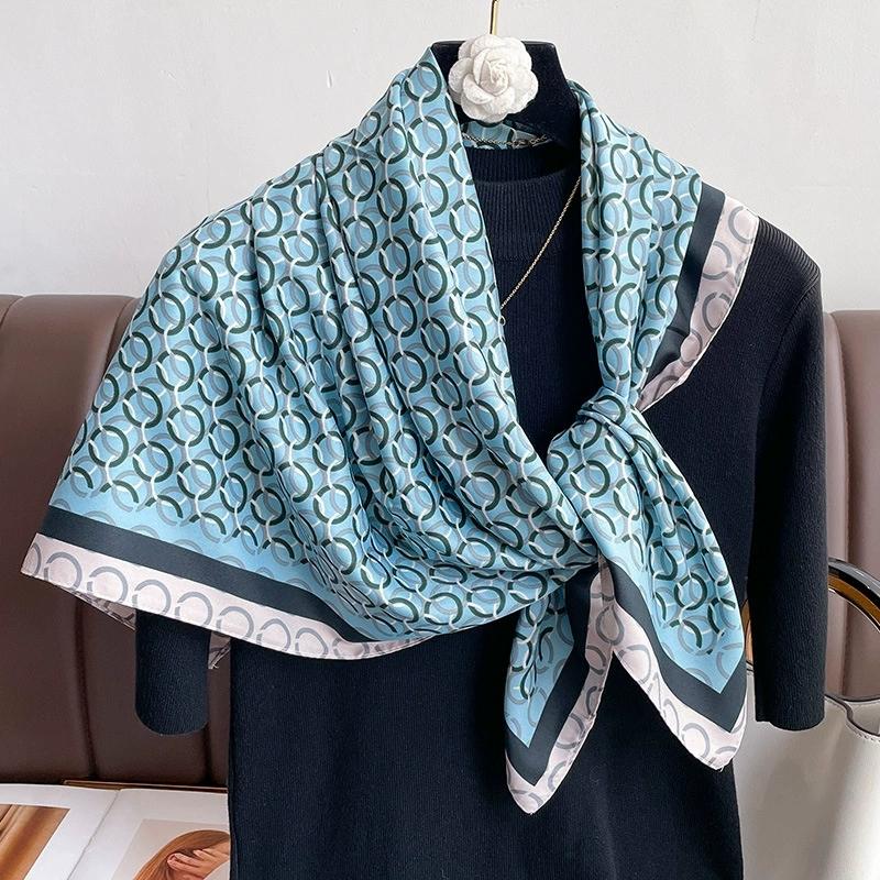 90CM Imitation Silk Scarf Headwrap for Woman Luxury Four Seasons Hair Accessories Hijab Foulard Bandana Femmel Headscarf