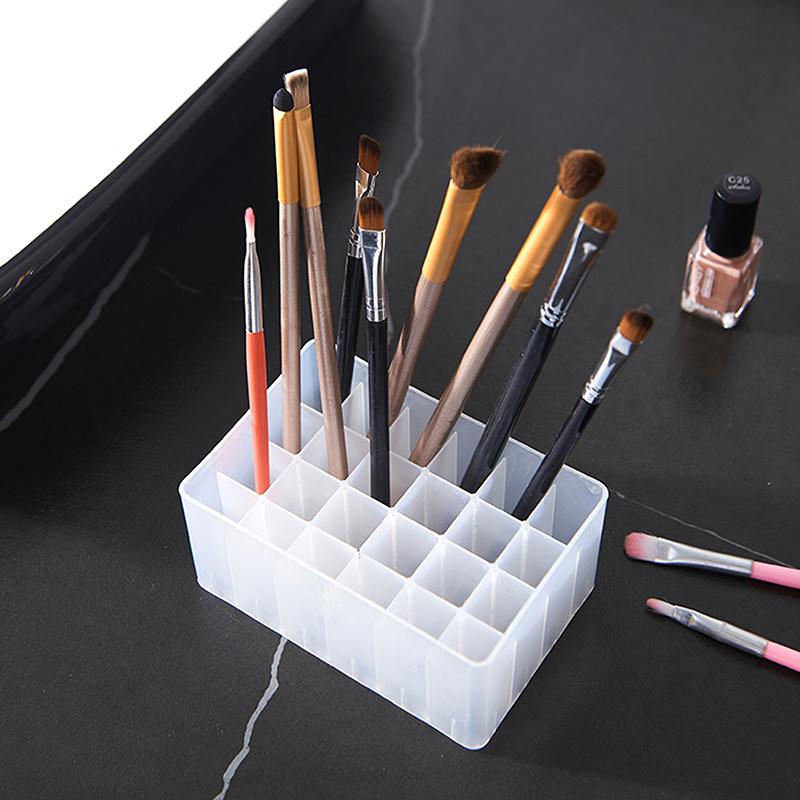 Boîte de rangement pour pinceaux à ongles Support pour pinceaux de maquillage Organisateur support en plastique pour outils à ongles Étagère d'exposition pour pinceaux d'art des ongles