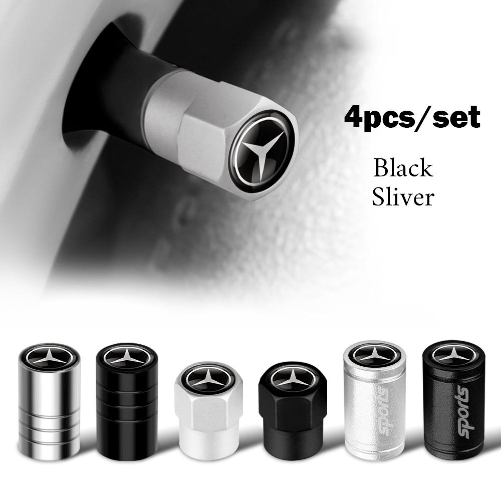 4Pc Car Metal Wheel Tire Air Valve Dust Caps Accessories for Mercedes-Benz Maybach E-Class C-Class S-Class S450 S560 S600 S680