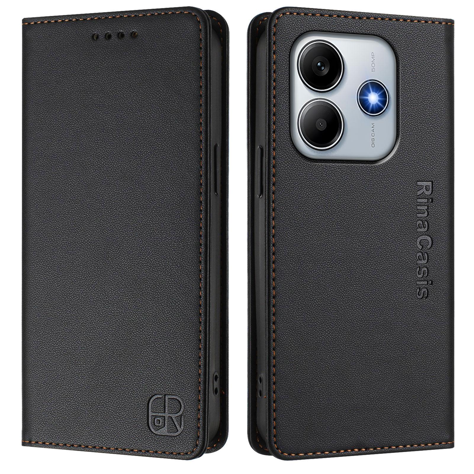 

Для Xiaomi Redmi Note 14 4G (163,25 мм) Шкіряний чохол RINACASIS RC01 Чохол для телефону з RFID-блокуванням Гаманець Підставка Black