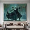 Flaming Skull Rider on Motorcycle and Horse Wall Mural 2D HD Print Action Scene Fantasy Art Dark Theme Home Bedroom Tapestry